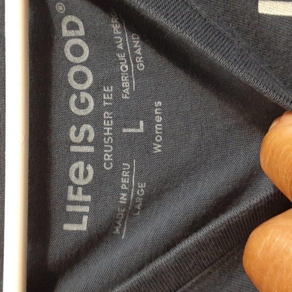 Life Is Good Women's Blue V Neck  Short Sleeve Shirt Top Size Large - Picture 6 of 6